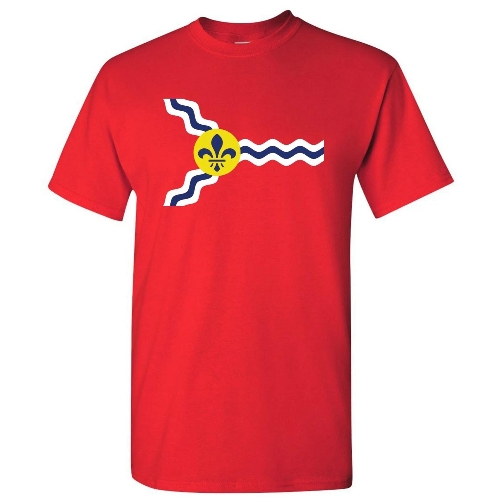 

St Louis US City Flag Basic Cotton T-Shirt - Red 4XL