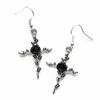 Victorian Gothic Rose Cross Earrings - Silver Gothic Jewelry