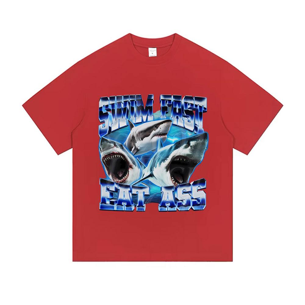 Tralalero Tralala Funny Swim Fast Eat Ass Shark Graphic T Shirts Men Women Summer Casual Humor Short Sleeve Male Fashion Tshirt S