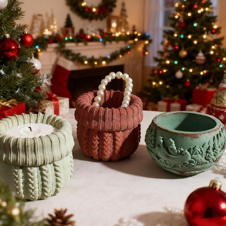 Christmas Santa Flowerpot Silicone Molds Easy Demolding Dishwasher Safe For Making Soap Chocolate Holiday Resin Craft