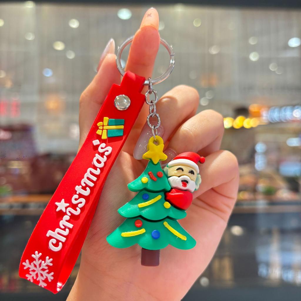 New Christmas Cartoon Keychain Bag Pendant Exquisite Santa Claus Car Keychain Small Gift