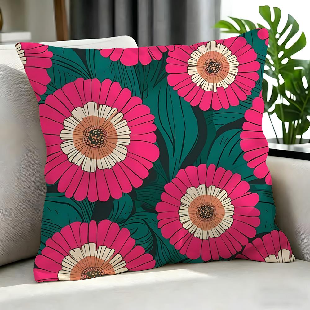 Art RRetro Pop Color Daisy Allover Print Cushion Cover Cushion Cover Set Pcs x x x Pillowcase Decorative Sofa Home