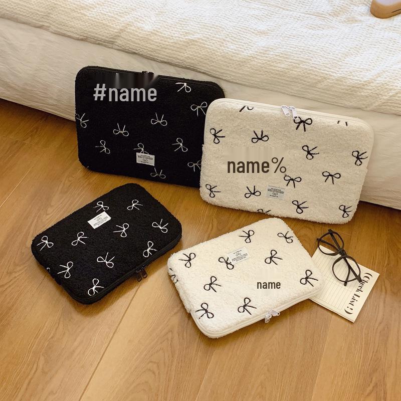 Korean Bow Girl 11-Inch iPad and 13/14-Inch Notebook Plush Liner Bag