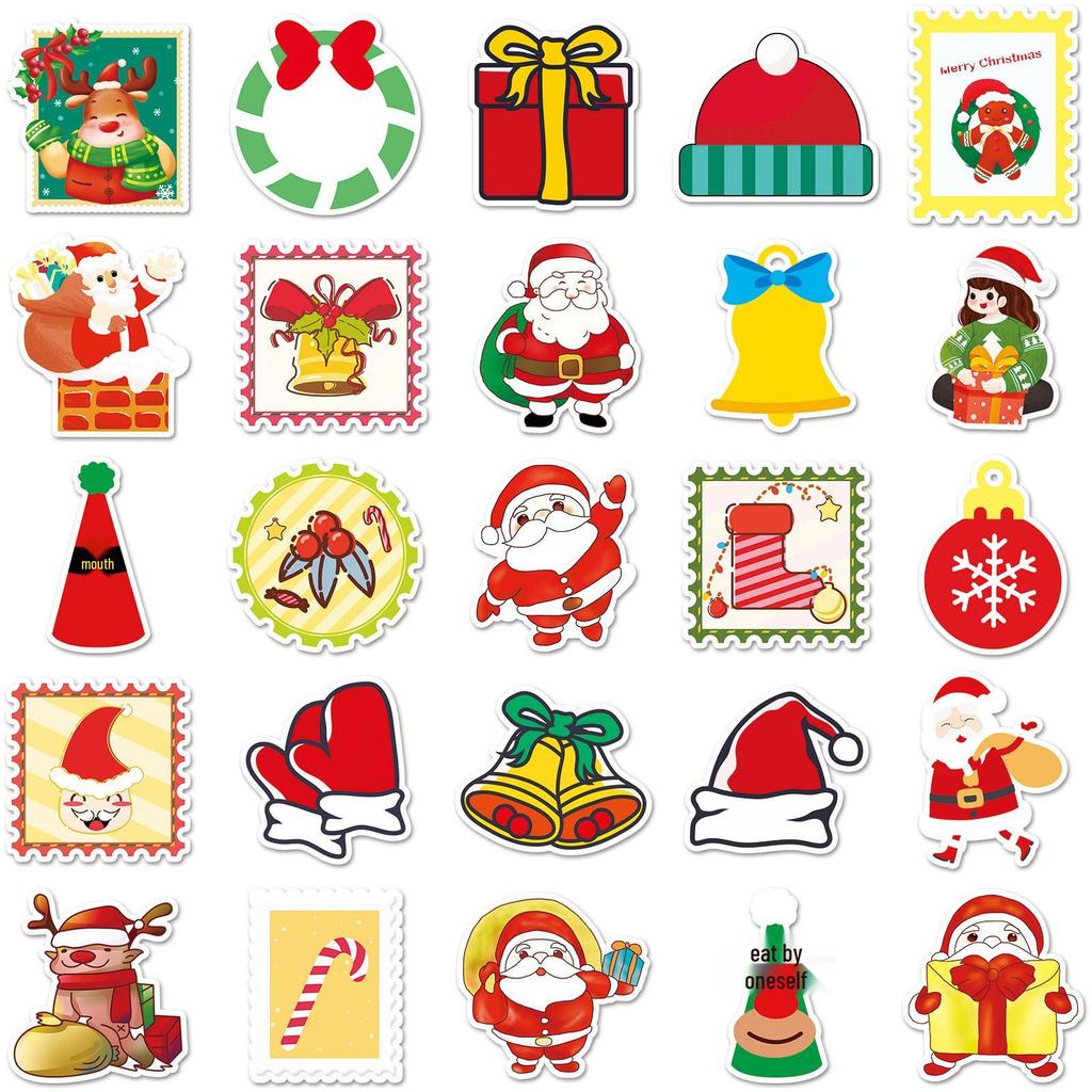 50 Waterproof Christmas Festival Sticker Sheets for Suitcase, Trolley Case, Car - Removable Graffiti Stickers