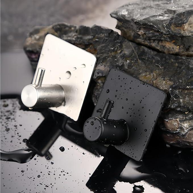 Stainless Steel No-Punch Wall Hook for Door, Clothes, or Hat - Traceless, Strong Adhesive, Single Hook