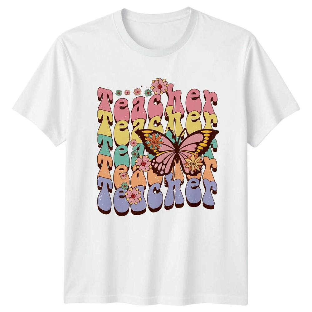 Teacher Retro Butterfly Unisexs TShirt Groovy Teaching Gift For Her S
