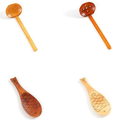 New Wooden Wooden Rice Spoon Long Handle Japanese Style Utensil Fish-shaped Slotted Spoon Kitchen Tool