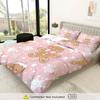3Pcs Gingerbread Snowflake Pink Duvet Cover Set - Cute Cartoon Design Zipper Closure Machine Washable Polyester All-Season