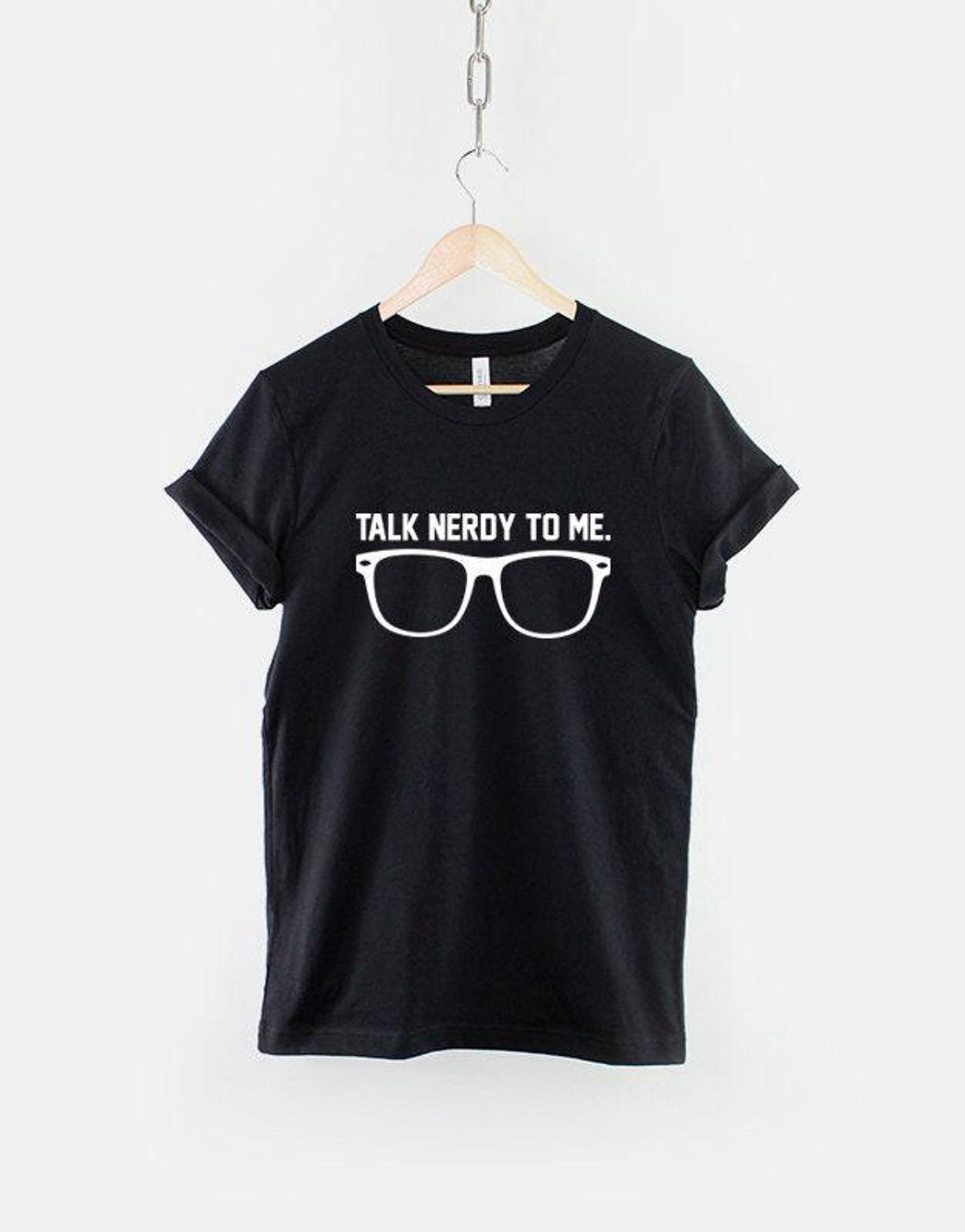 Talk Nerdy To Me T-Shirt, Nerd Glasses Graphic Tee, Unisex Cotton Print XL