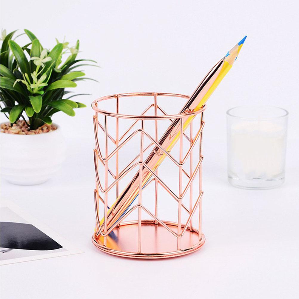 Wire Metal Makeup Brush Pot Pen Holder Hollow Organizer Decoration