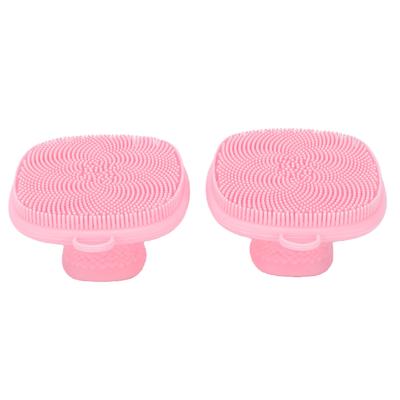 2pcs Silicone Face Scrubber with Hanging Hole Food Grade Water Proof Portable Face Exfoliator Scrubber Pink