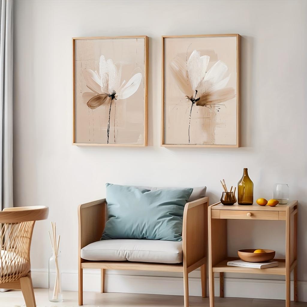 Spring Abstract Flower Print Neutral Minimalist Floral Wall Art Textured Beige Botanical Poster Abstract Floral Beige Home Decor