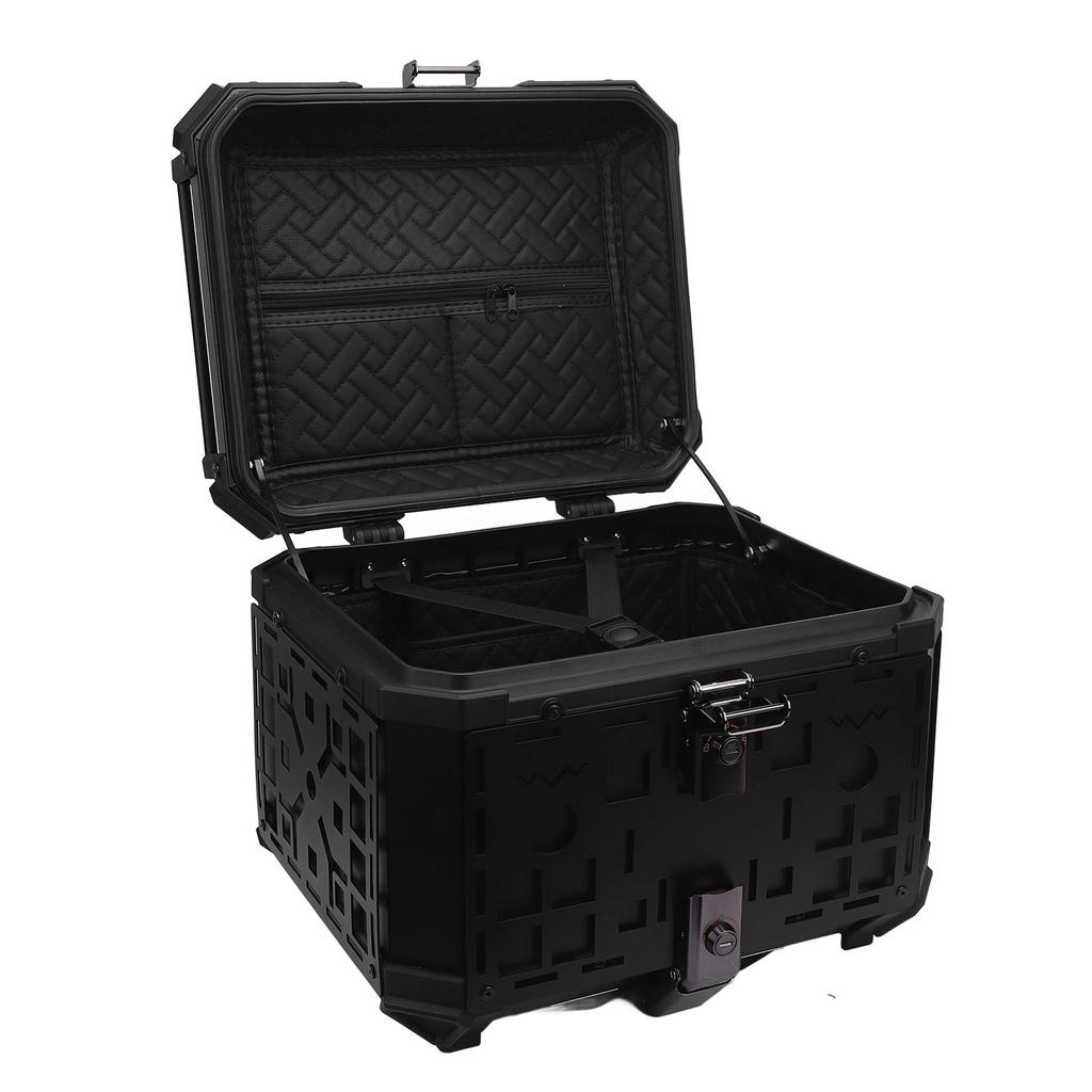 Motorcycle Rear Case 45L Aluminum Alloy with Safety Lock Quick Release Waterproofing Universal Trunk Top Box