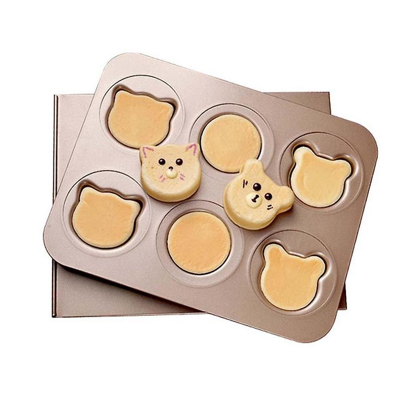 

6 Slots New Cartoon Animal Cake Baking Pan Cat Muffin Baking Pans With Lid