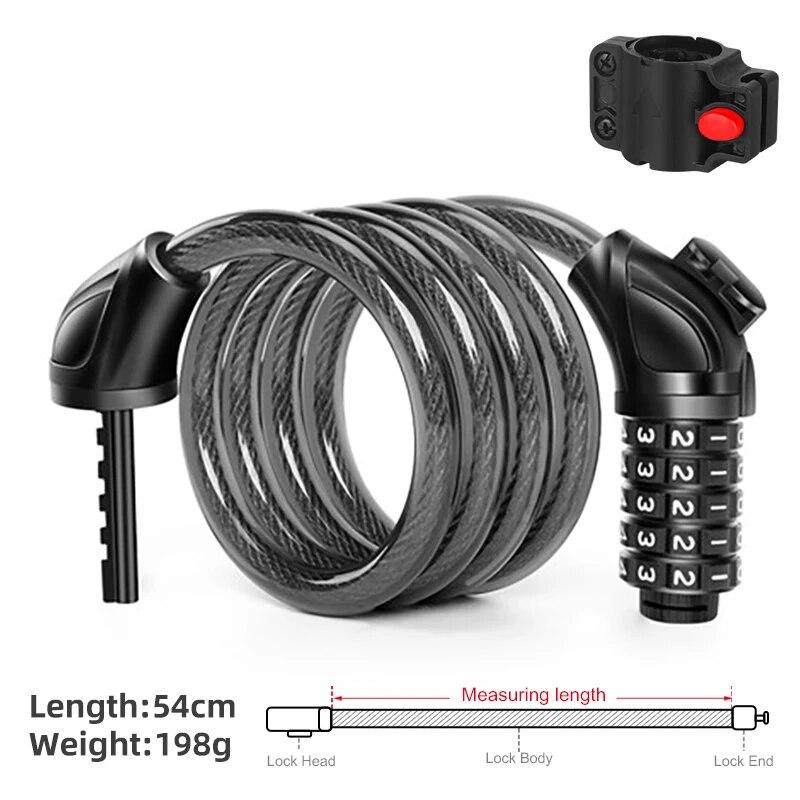 Xunting Bike Cable Lock 54cm Bike Locks Cable 5 Feet Coiled Secure Resettable Combination Bike Lock with Mounting Bracket 54cm
