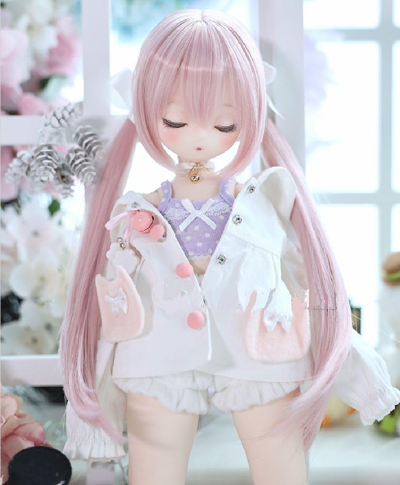 Heat-resistant wig for dolls ST178 Twin tail 13 doll compatible wig Pale pink