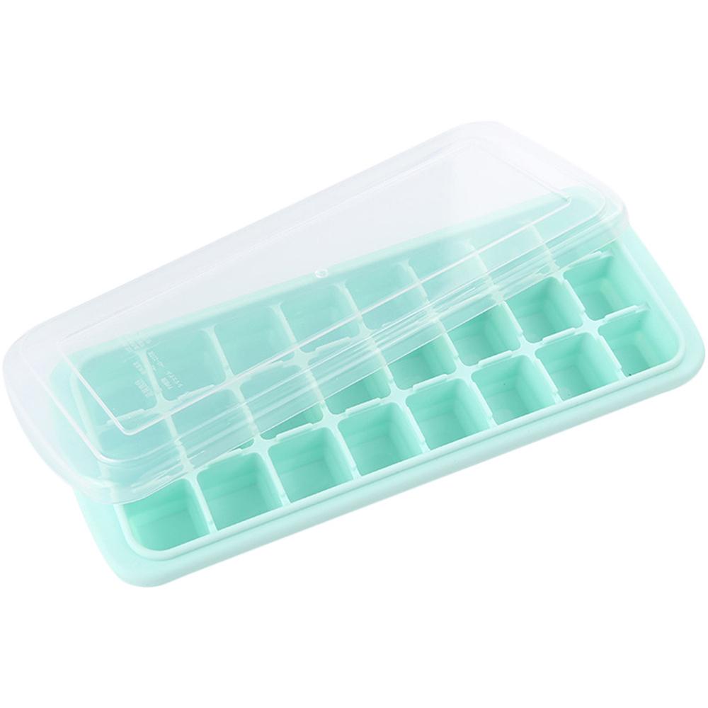 Silicone Ice Cube Tray Ice Cube Container Frozen Cubes 24 Compartments with Lid for Bars Households Party