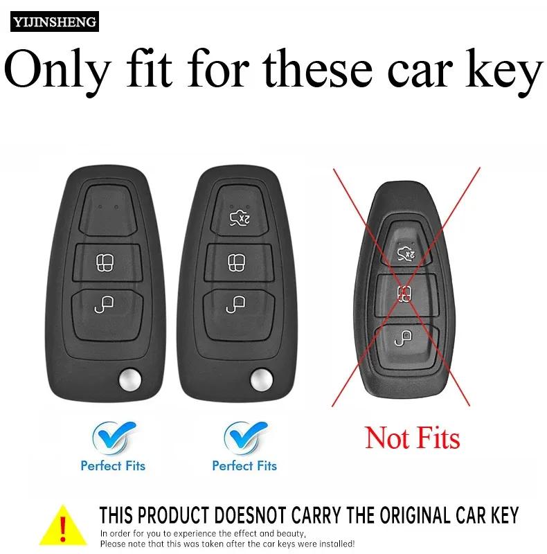 Zinc Alloy + Silicone Car Key Case Cover For Ford Fiesta Ranger C-Max S-Max Focus 3 4 Galaxy Mondeo Transit Tourneo Custom Mk4