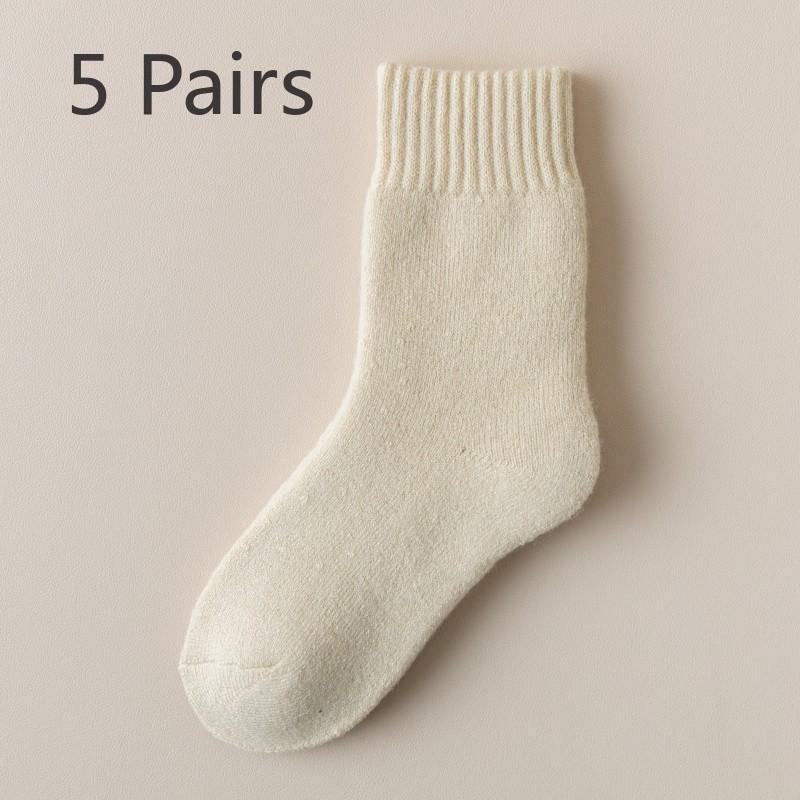 

5 пар мужских шерстяных носков, носки средней длины с шерстяным утолщением, зимние теплые, впитывающие пот, не пропускающие запахи кашемировые чулки 5 Pairs бежевый