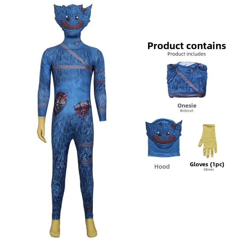 Poppy Playtime Huggy Wuggy Cosplay Costume With Blooddesign For Halloween Party And Stage Performance 110cm