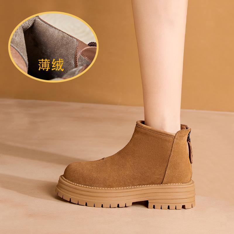 

Женские короткие ботинки на платформе 2025 зима новые модные ретро бархатные теплые универсальные хлопковые туфли мягкая подошва матовая кожа женские ботинки 40