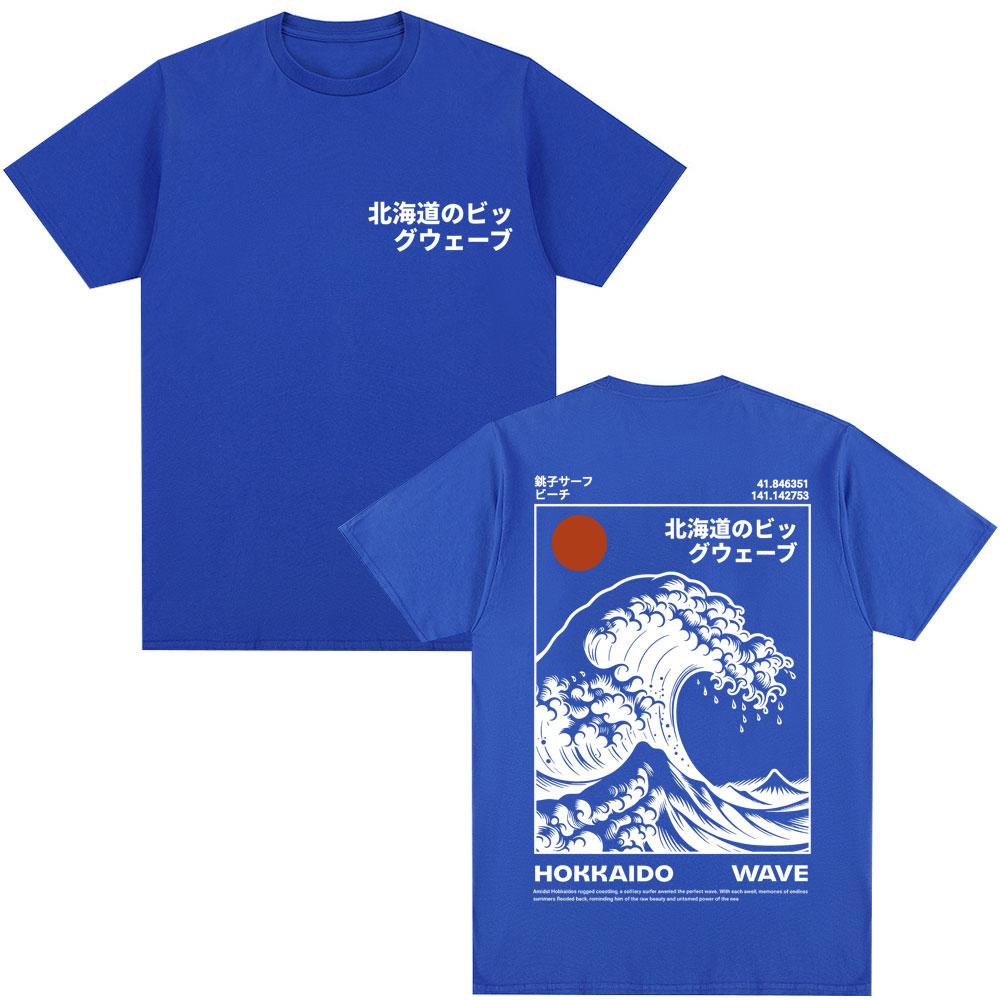T-shirt Grafiche Onda di Hokkaido Stile Giapponese 2026 Uomo Donna Moda Harajuku Vintage T-shirt Cotone Oversize Popolare T-shirt Regali Manica Corta