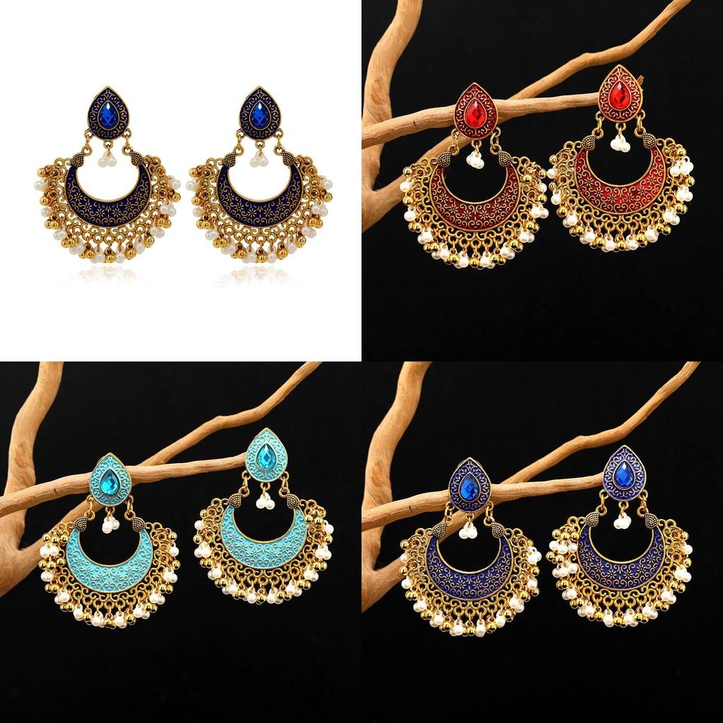 Vintage Indian Inspired Tassel Earrings With Electroplated Finish For Ladies