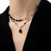 Neutral Niche Design High-end Black Gemstone Double-layer Zircon Necklace, Collarbone Chain