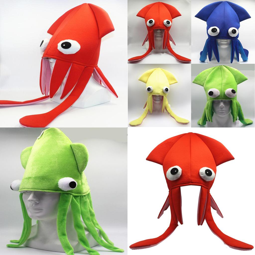 Jiaqi Aksamitny Kapelusz Kałamarnicy Możliwość Personalizacji Zabawny Rekwizyt na Imprezę na Występy i Cosplay