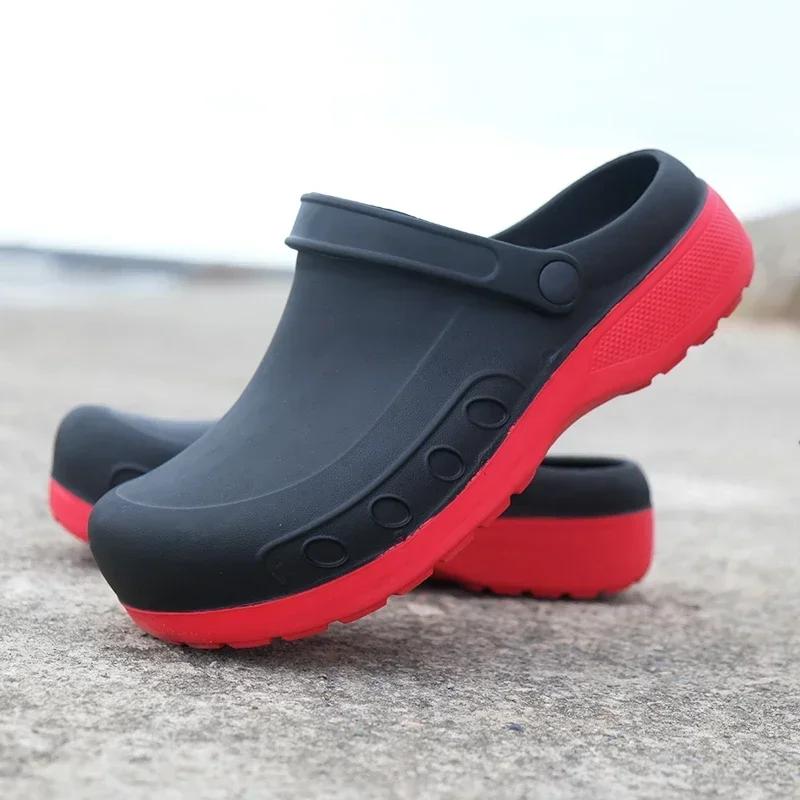 Fashion Men Chef Clogs Men Kitchen Shoes EVA Injection Shoes Anti-slip Outsole Comfortable Garden Clogs Waterproof Sandal Big Size 36-49