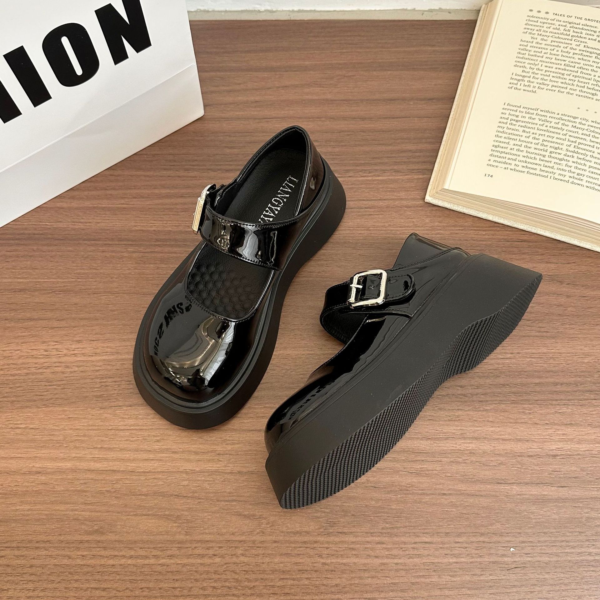 

2025 новая платформа французский ретро jk колледж стиль одинарная обувь маленькие кожаные туфли женские летние туфли Мэри Джейн 39 чёрный