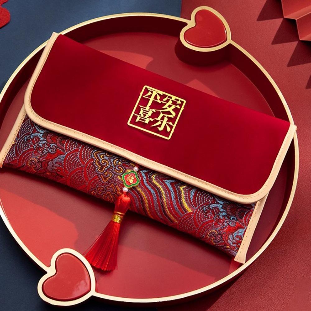 Traditional New Year Chinese Red Envelope Chinese Year CNY Packet Envelopes Cloth Blessing Chinese Lucky Money Bag