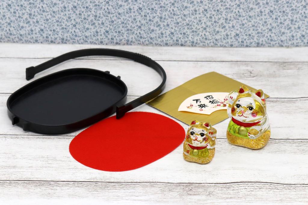 Craftsman House Glass Set Display Gold-decorated Maneki-neko (beckoning Cat)