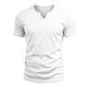 Men Notch V Neck Solid Washed Slim Fit Short Sleeve T Shirt Four Colors Available