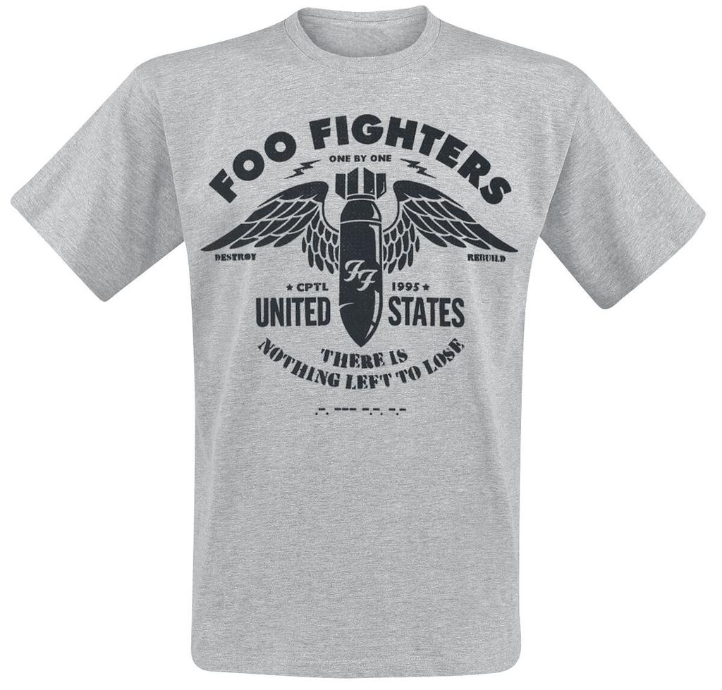 Foo Fighters Retro Wing & Lightning Badge Print T-Shirt, Cotton Unisex Rock Fans Tee