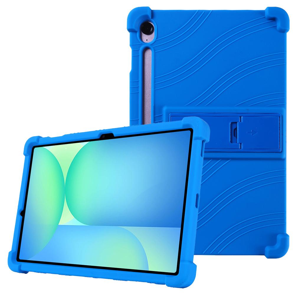 For Samsung Galaxy Tab S10 FE+ Silicone Case with Kickstand Rugged Protective Cover