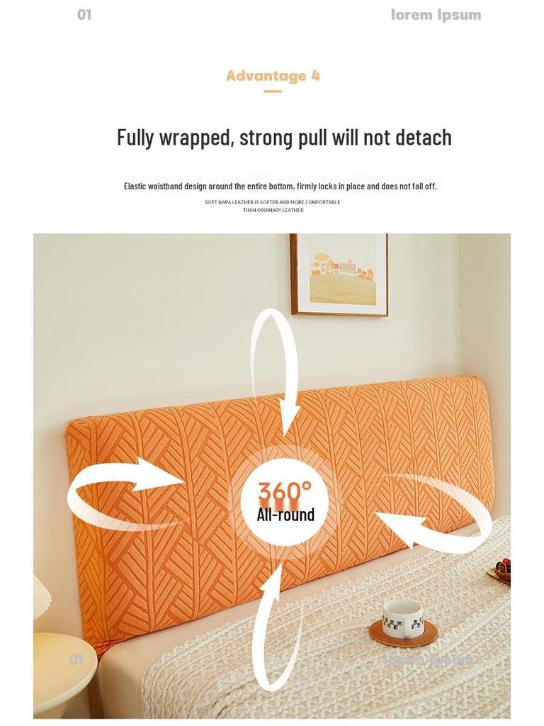 2024 Jacquard Full Headboard Cover, Thick & Solid Color