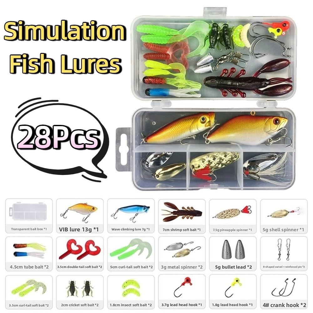 28/88/106Pcs Realistic Artificial Soft Fishing Bait Set Artificial Bait Kit Shore Fishing