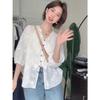 Elegant Embroidered Summer 2025 Women's Seven-Sleeve Top