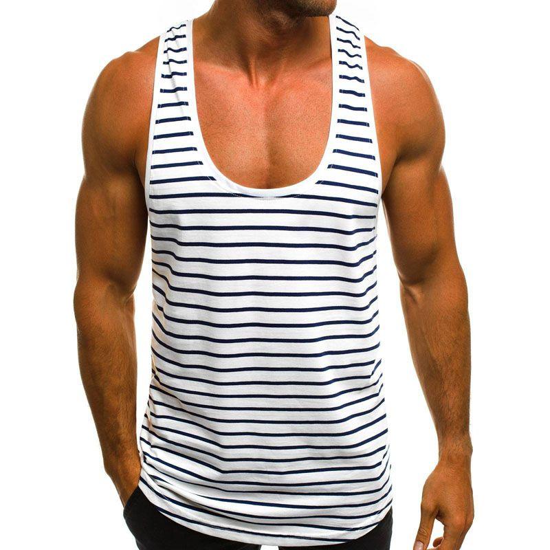 Premium Quality Men's Stripe Sleeveless Vest For Summer Beach Training And Gym
