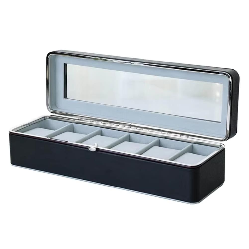 PU Leather Watch Storage Case 6 Girds Watch Suitcase Organizer Stylish Watch Display Box  Bracelets