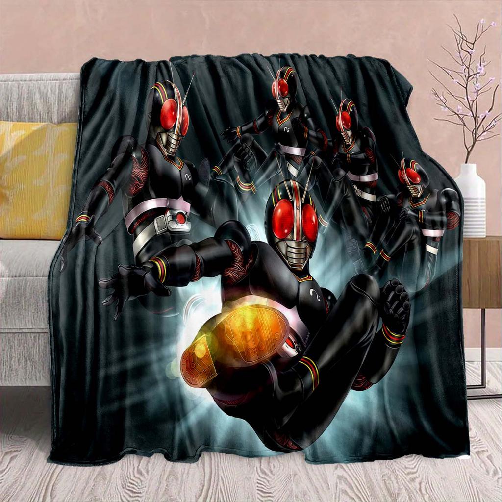 Kamen Rider Anime Flannel Blanket – Soft, Warm, Perfect for Sofas, Bedding, Camping, Travel, Office, and Home Decor – QJY
