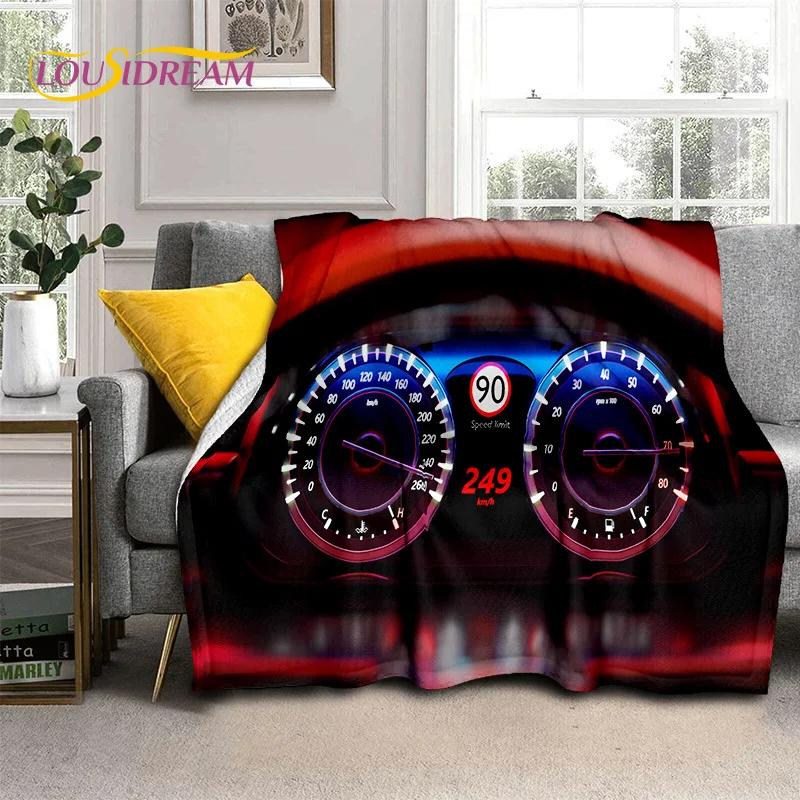 3D Car Dashboard Machine Control Screen Racing Soft Flannel Blanket for Beds Bedroom Sofa,Throw Blanket for Outdoor Leisure Nap