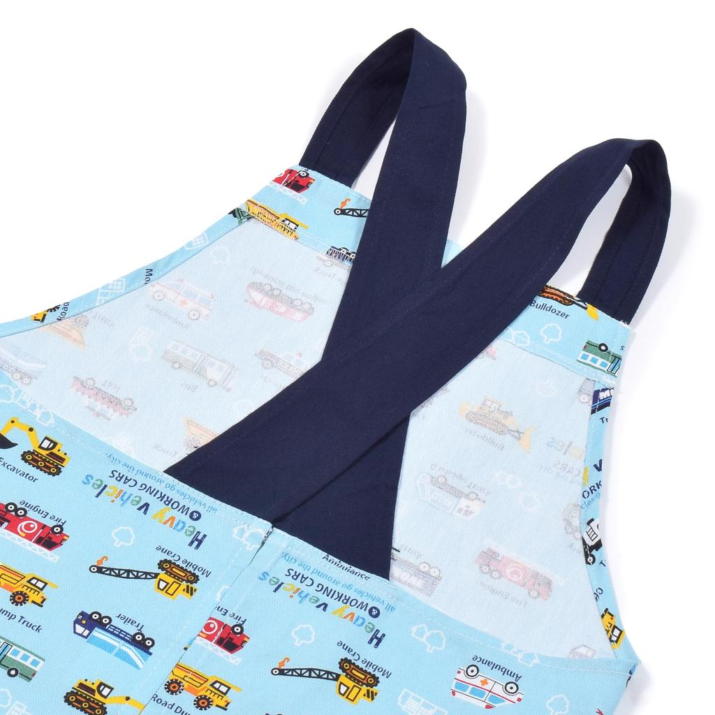 COLORFUL CANDY STYLE Back Cross Kids Apron Full Throttle Working Vehicle Set for For Triangle Scarf Kids For Elementary School Elementary School