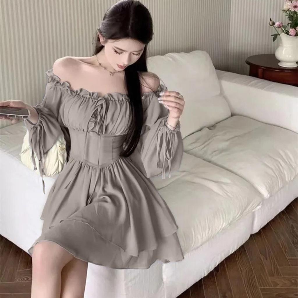 Off-shoulder Chiffon Dress