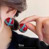 Geometric Green Retro Korean Square Earrings for Women