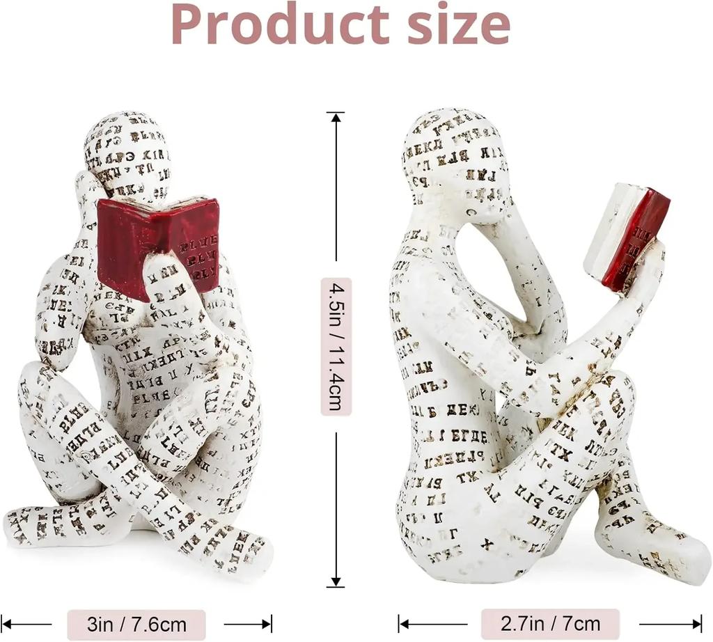 Modern Resin Reading Woman Statue Figurine Sculpture Home Decoration Desk Accessories Ornament Christmas Gift