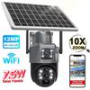 LS VISION Câmera de Bateria Solar 12MP 6K Externa Zoom 10X Lente Tripla PTZ Câmera de Vigilância WiFi Proteção de Segurança Câmera CCTV Inteligente 4K 8MP