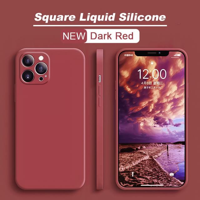 Square Liquid Silicone Phone Case For iPhone 14 Pro Max 13 11 12 Mini XR XS 7 8 Iphone 15 Pro Max Shockproof Back Cover