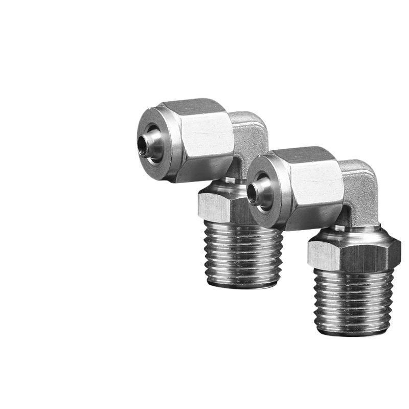 304 Stainless Steel 90-Degree Quick-Connect Swivel Elbow Tube Fitting for PU Soft Air Tubes